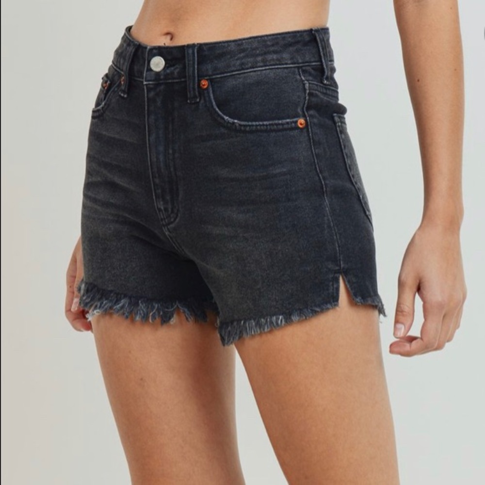 Black denim shorts